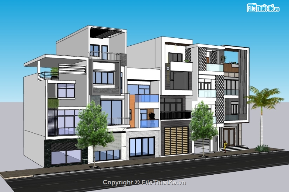 nhà phố sketchup,Model sketchup nhà phố,sketchup nhà,sketchup nhà  phố