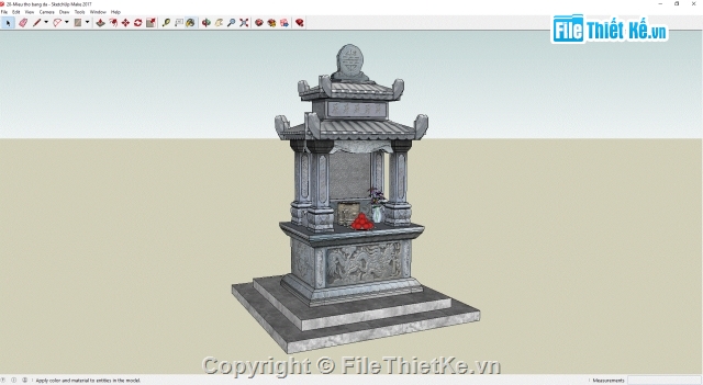 sketchup điện thờ,sketchup cổng tam quan,sketchup mộ đá,sketchup hàng rào đá
