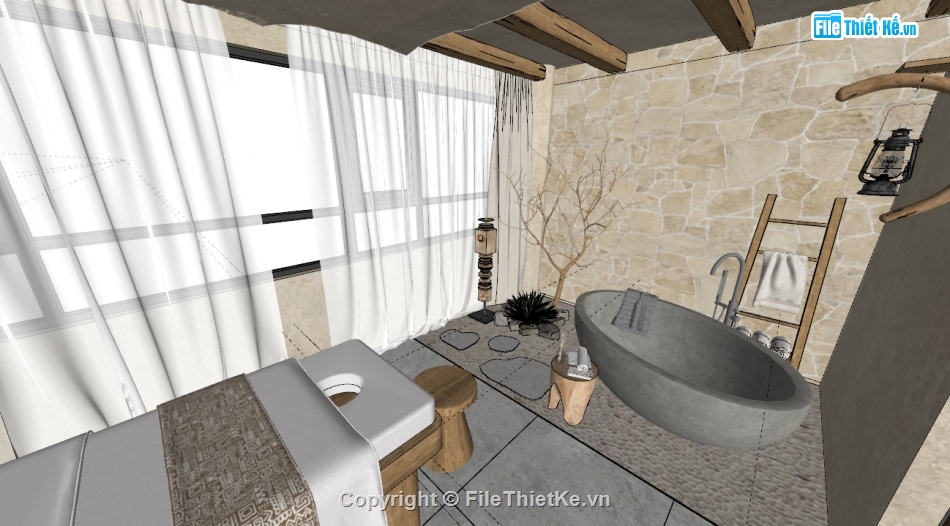 Đồ án,Nội thất,Model sketchup đồ án spa,sketchup đồ án spa