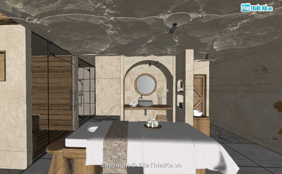 Đồ án,Nội thất,Model sketchup đồ án spa,sketchup đồ án spa