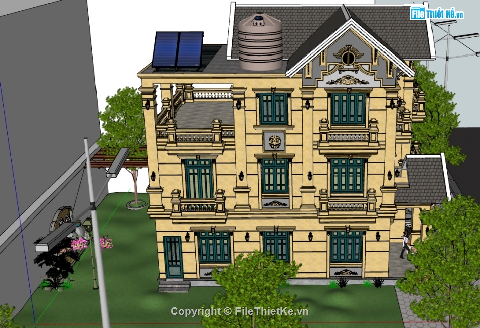 file su biệt thự 3 tầng,model su biệt thự 3 tầng,model sketchup biệt thự 3 tầng,file sketchup biệt thự 3 tầng