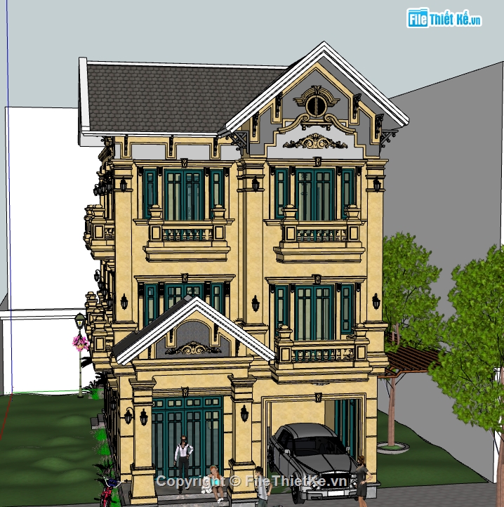 file su biệt thự 3 tầng,model su biệt thự 3 tầng,model sketchup biệt thự 3 tầng,file sketchup biệt thự 3 tầng