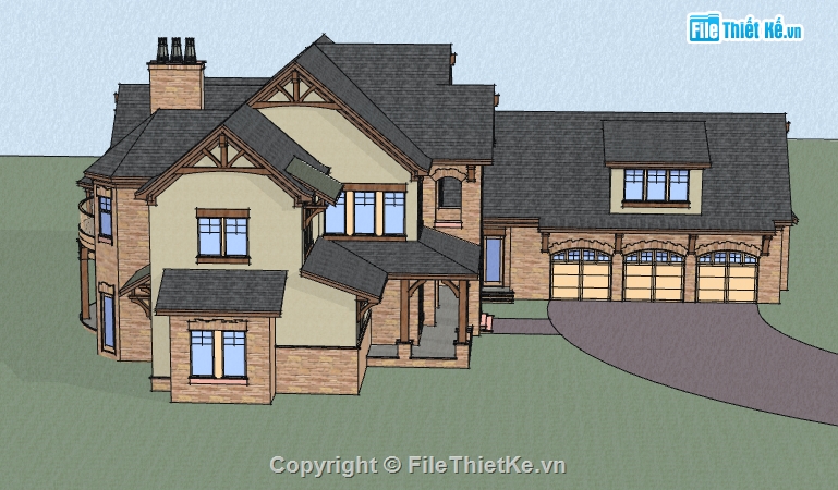model su biệt thự 2 tầng,file sketchup dựng nhà biệt thự,thiết kế 3d su biệt thự 2 tầng