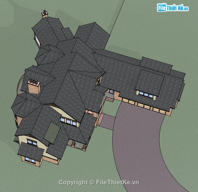 model su biệt thự 2 tầng,file sketchup dựng nhà biệt thự,thiết kế 3d su biệt thự 2 tầng