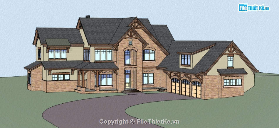 model su biệt thự 2 tầng,file sketchup dựng nhà biệt thự,thiết kế 3d su biệt thự 2 tầng