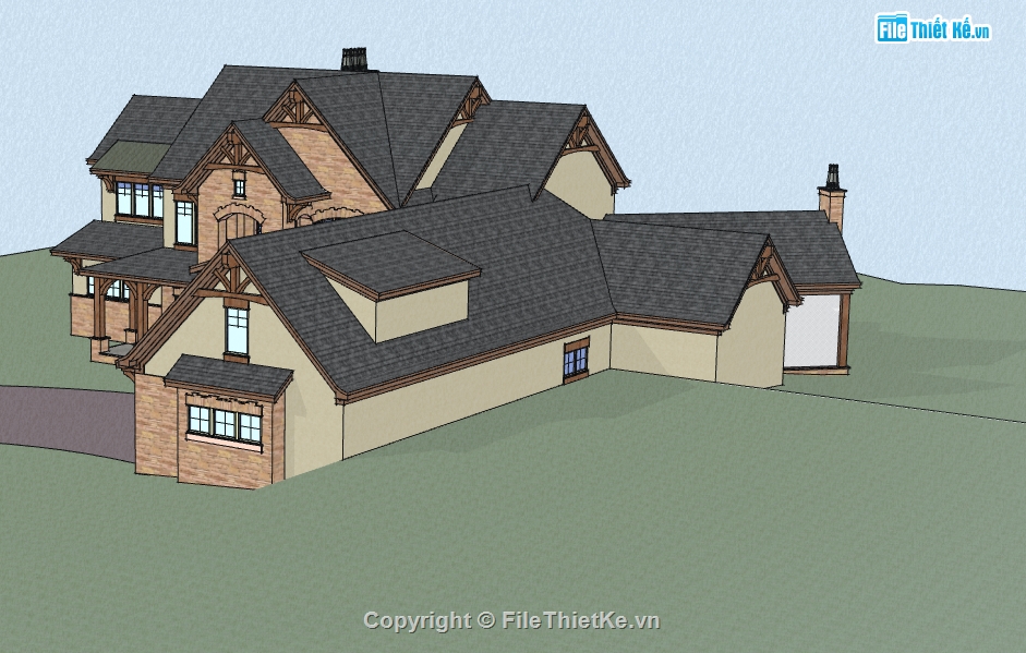 model su biệt thự 2 tầng,file sketchup dựng nhà biệt thự,thiết kế 3d su biệt thự 2 tầng