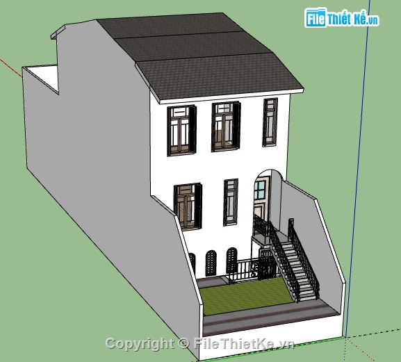 Nhà phố 3 tầng,model su nhà phố 3 tầng,file su nhà phố 3 tầng,sketchup nhà phố 3 tầng,nhà phố 3 tầng model su