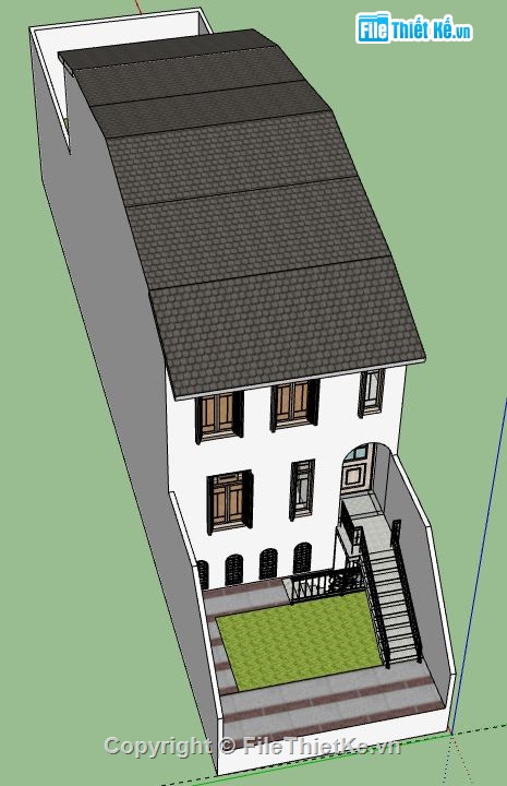 Nhà phố 3 tầng,model su nhà phố 3 tầng,file su nhà phố 3 tầng,sketchup nhà phố 3 tầng,nhà phố 3 tầng model su