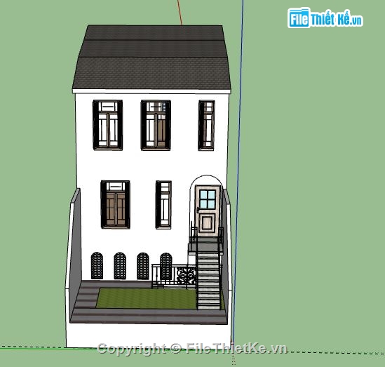 Nhà phố 3 tầng,model su nhà phố 3 tầng,file su nhà phố 3 tầng,sketchup nhà phố 3 tầng,nhà phố 3 tầng model su