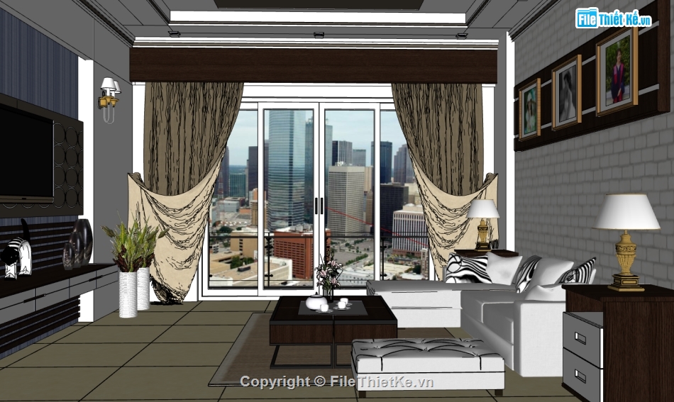 model sketchup phòng khách hiện đại,nội thất phòng khách file su,file 3d su phòng khách