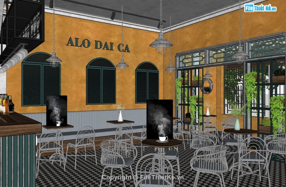 quán cafe,nội thất quán cafe,Model quán cafe,Model nội thất,quán trà chanh,cafe nội thất