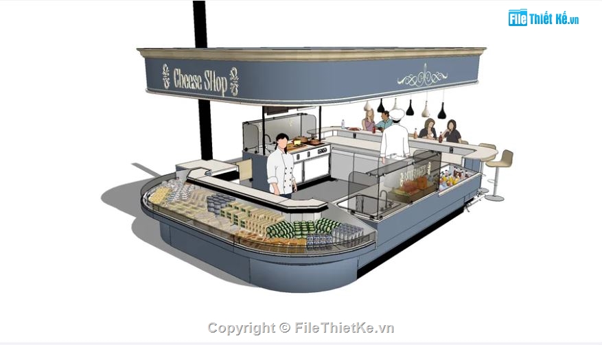 tiệm bán bánh,file sketchup tiệm bánh,model su tiệm bánh,tiệm bánh file sketchup