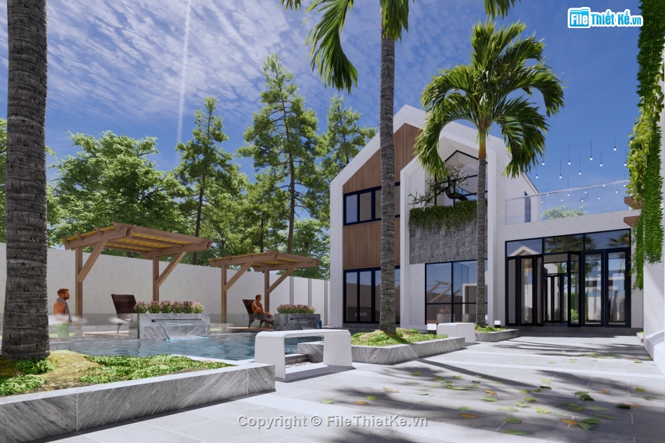 Sketchup Villa,Model Sketchup,khu nghỉ dưỡng,nghỉ dưỡng