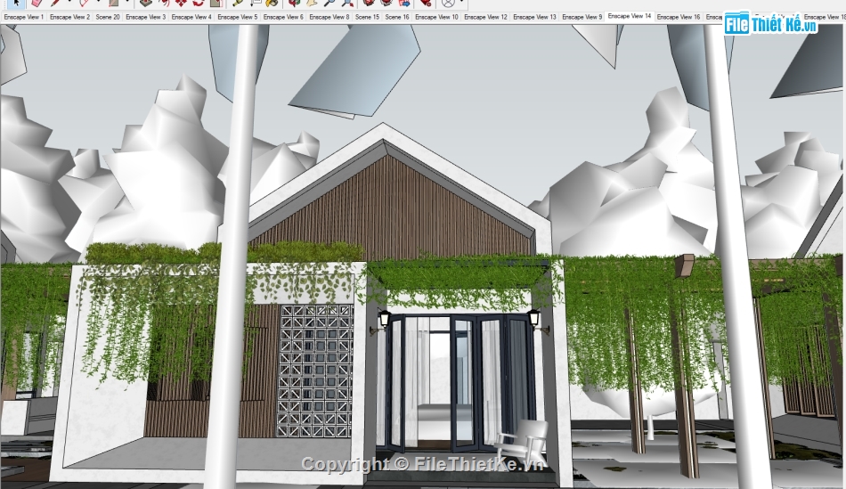 Sketchup Villa,Model Sketchup,khu nghỉ dưỡng,nghỉ dưỡng