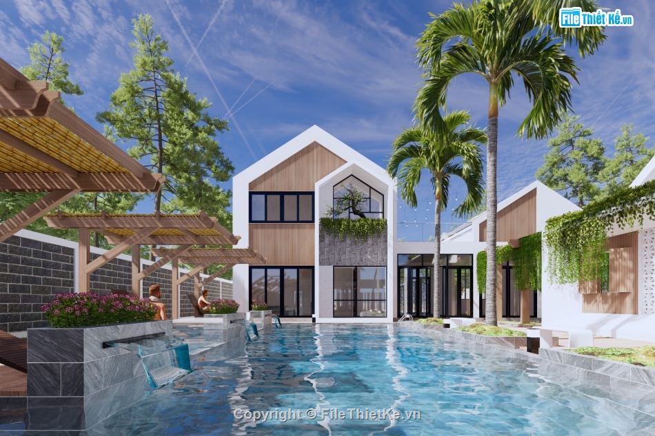 Sketchup Villa,Model Sketchup,khu nghỉ dưỡng,nghỉ dưỡng