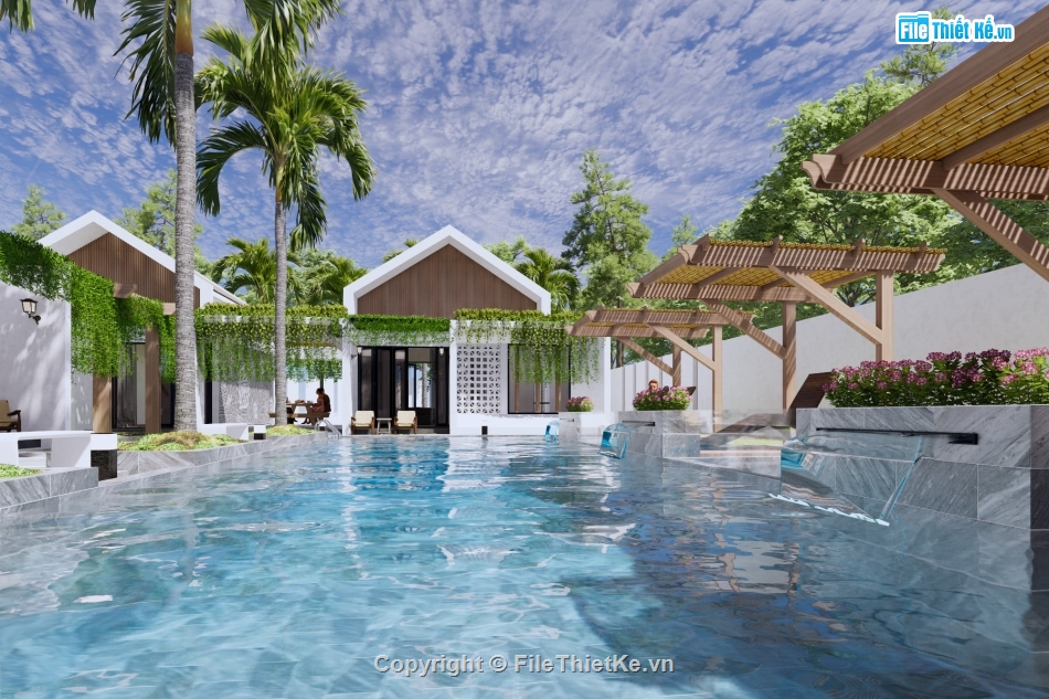 Sketchup Villa,Model Sketchup,khu nghỉ dưỡng,nghỉ dưỡng