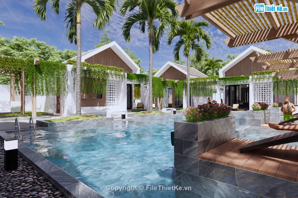 Sketchup Villa,Model Sketchup,khu nghỉ dưỡng,nghỉ dưỡng