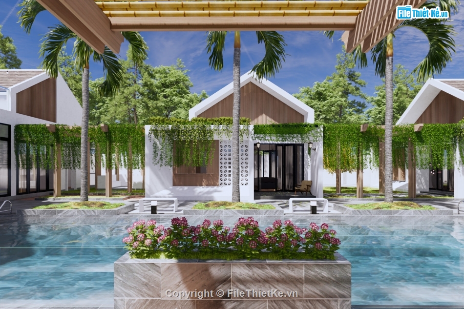 Sketchup Villa,Model Sketchup,khu nghỉ dưỡng,nghỉ dưỡng