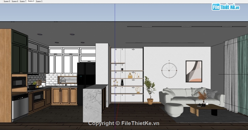 Model nội thất,File sketchup nội thất,File Skechup nội thất,nội thất phòng bếp,nội thất phòng khách