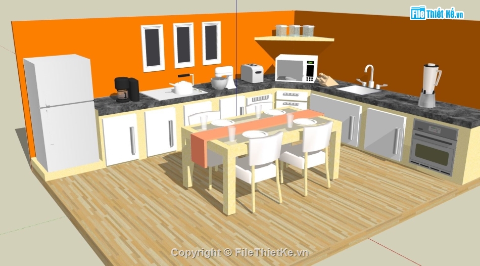 sketchup nội thất,phòng bếp,nội thất phòng bếp,sketchup nội thất phòng bếp