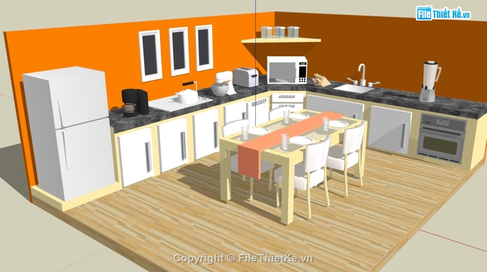 sketchup nội thất,phòng bếp,nội thất phòng bếp,sketchup nội thất phòng bếp