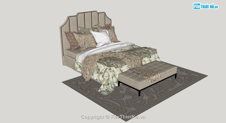 Model giường ngủ,Model tân cổ điển,Model tân cổ điển sketchup,giường tân cổ điển,Model giường tân cổ điển