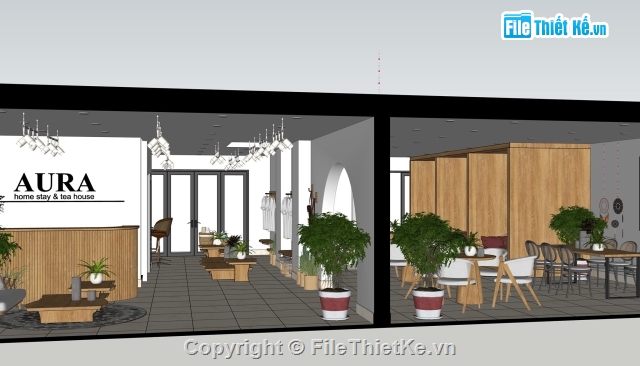 Sketchup coffee,quán cà phê,su quán cafe,thiết kế quán cafe,nội thất cafe