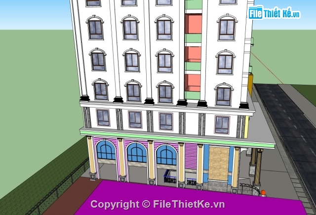 Model khách sạn,Sketchup khách sạn,hotel 10 tầng,Khách sạn đẹp,hotel