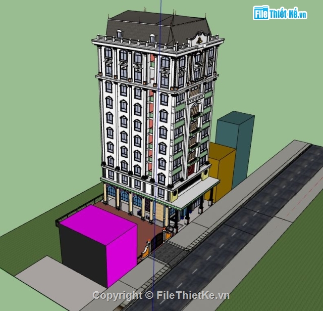 Model khách sạn,Sketchup khách sạn,hotel 10 tầng,Khách sạn đẹp,hotel