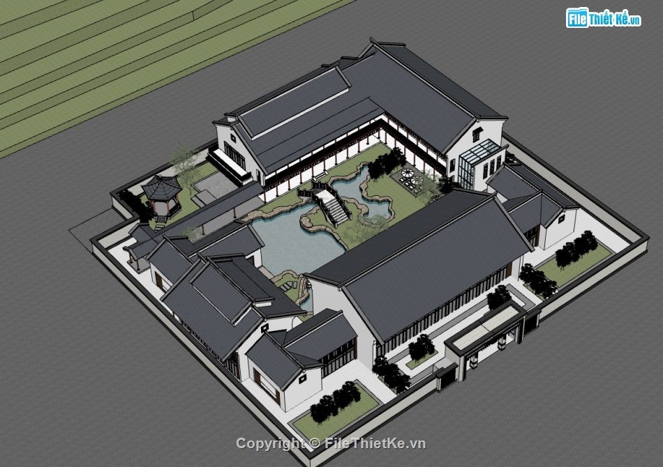 Sketchup nhà cổ,model sketchup nhà cổ,sketchup nhà cổ