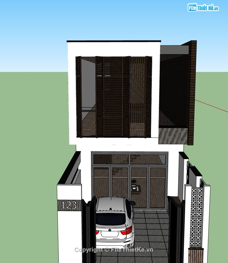 kiến trúc nhà 2 tầng,nhà phố 2 tầng,file su nhà phố 2 tầng,phối cảnh nhà phố 2 tầng