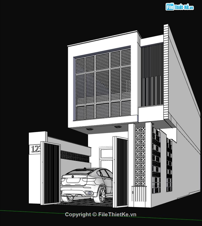 kiến trúc nhà 2 tầng,nhà phố 2 tầng,file su nhà phố 2 tầng,phối cảnh nhà phố 2 tầng