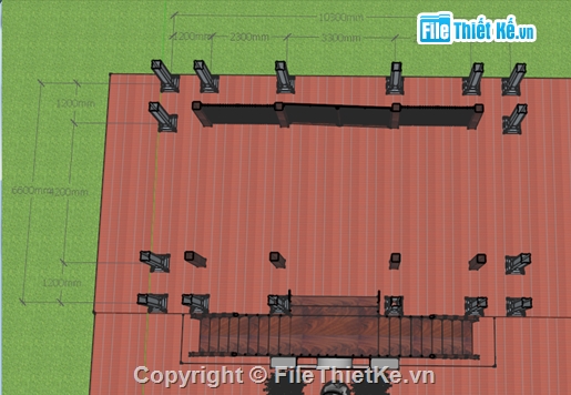 Sketchup nhà thờ họ,Model su nhà thờ họ 5 gian,File sketchup nhà thờ họ,Nhà thờ họ 5 gian 6.6x10.3m