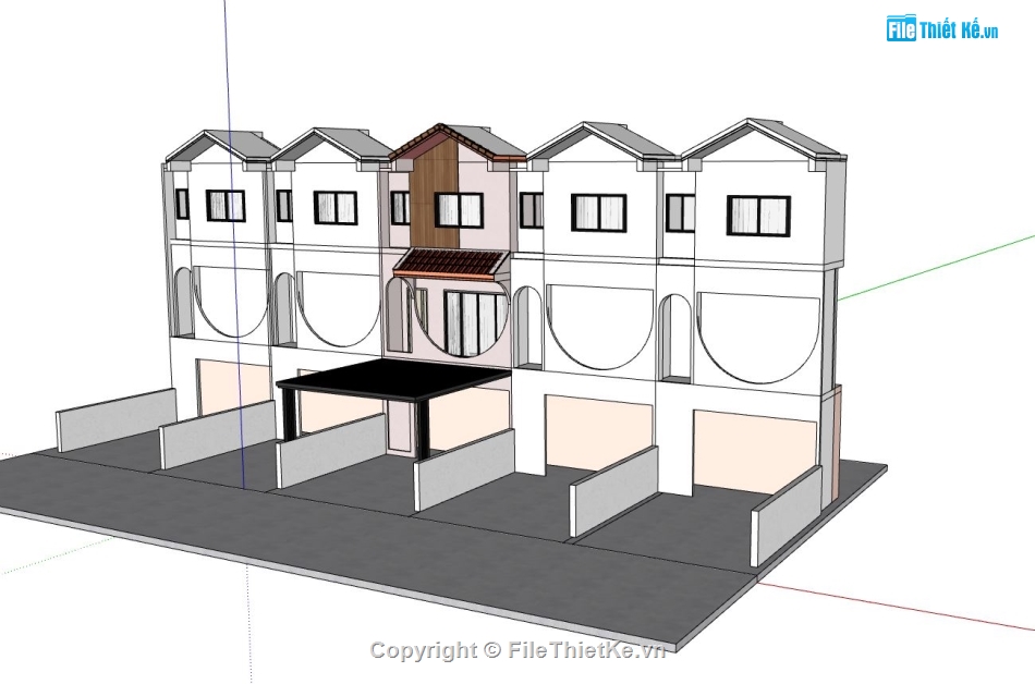 nhà phố 3 tầng,Model sketchup nhà phố,nhà phố hiện đại sketchup