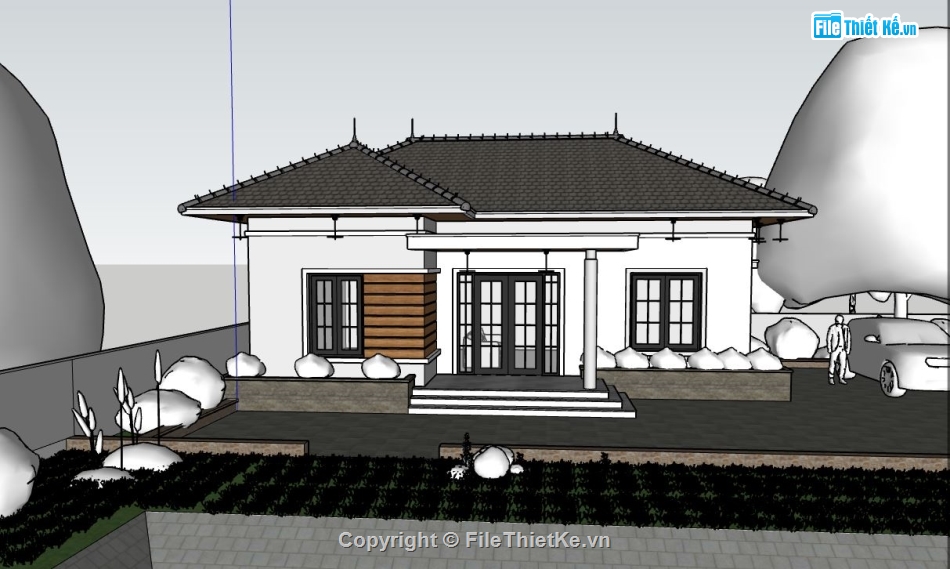 biệt thự 1 tầng,mẫu biệt thự 1 tầng,biệt thự mẫu,mẫu biệt thự sketchup