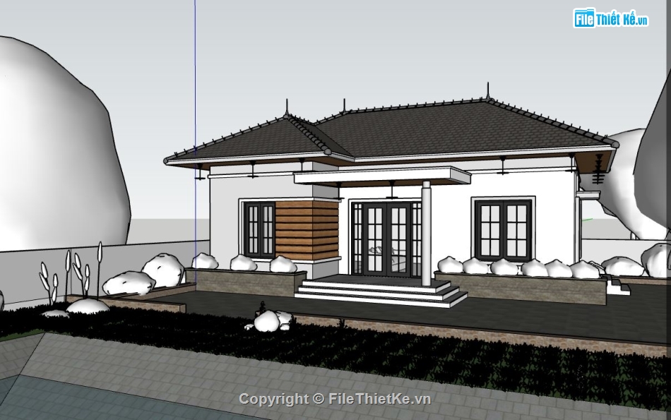 biệt thự 1 tầng,mẫu biệt thự 1 tầng,biệt thự mẫu,mẫu biệt thự sketchup