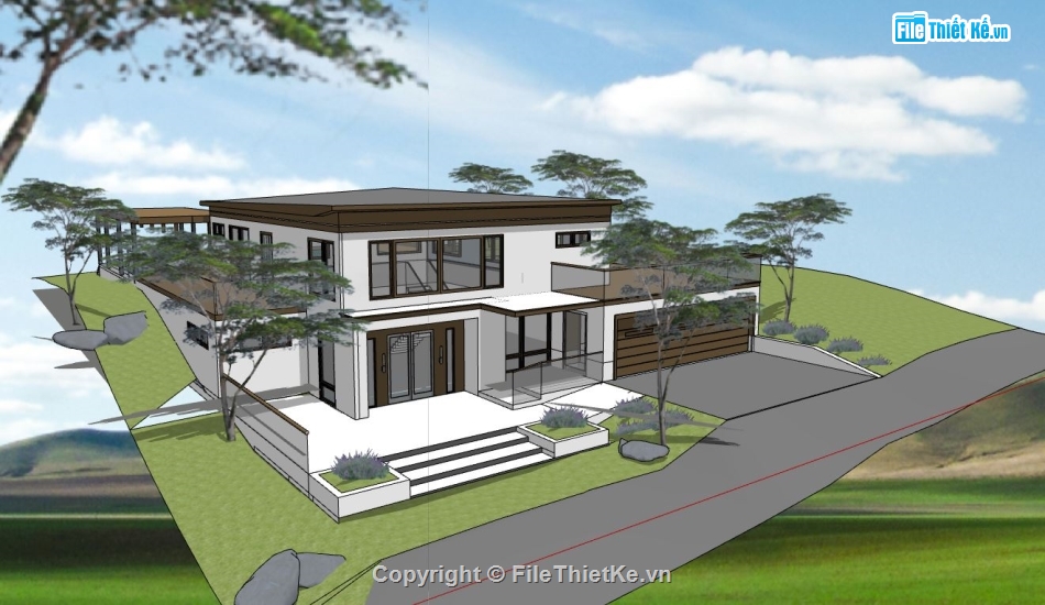 biệt thự 2 tầng,mẫu biệt thự 2 tầng,mẫu biệt thự sketchup