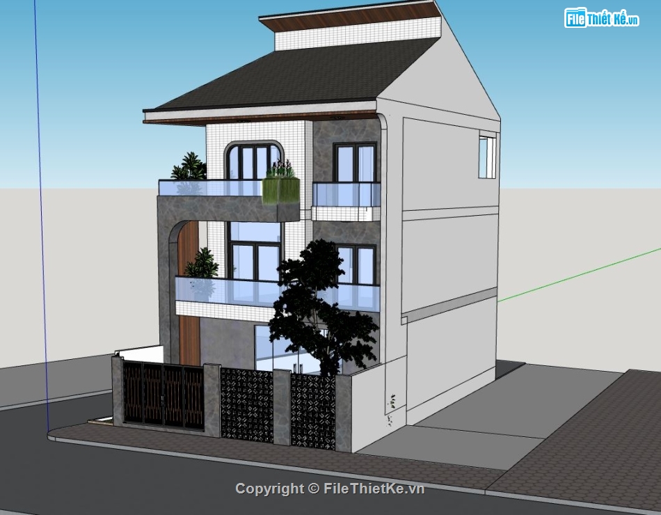mẫu biệt thự 3 tầng,biệt thự 3 tầng,model biệt thự 3 tầng