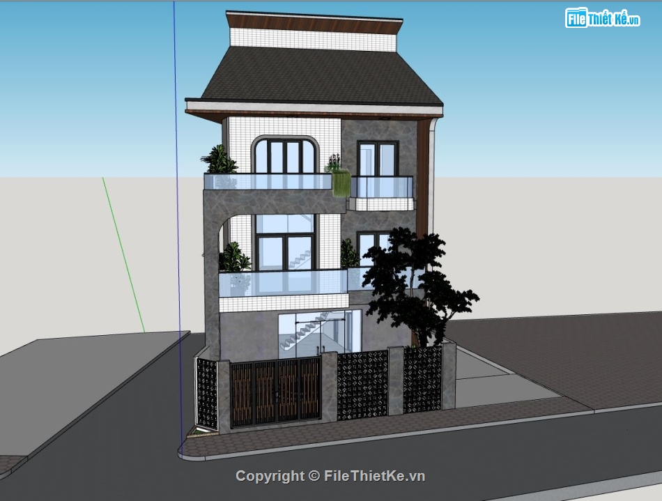 mẫu biệt thự 3 tầng,biệt thự 3 tầng,model biệt thự 3 tầng