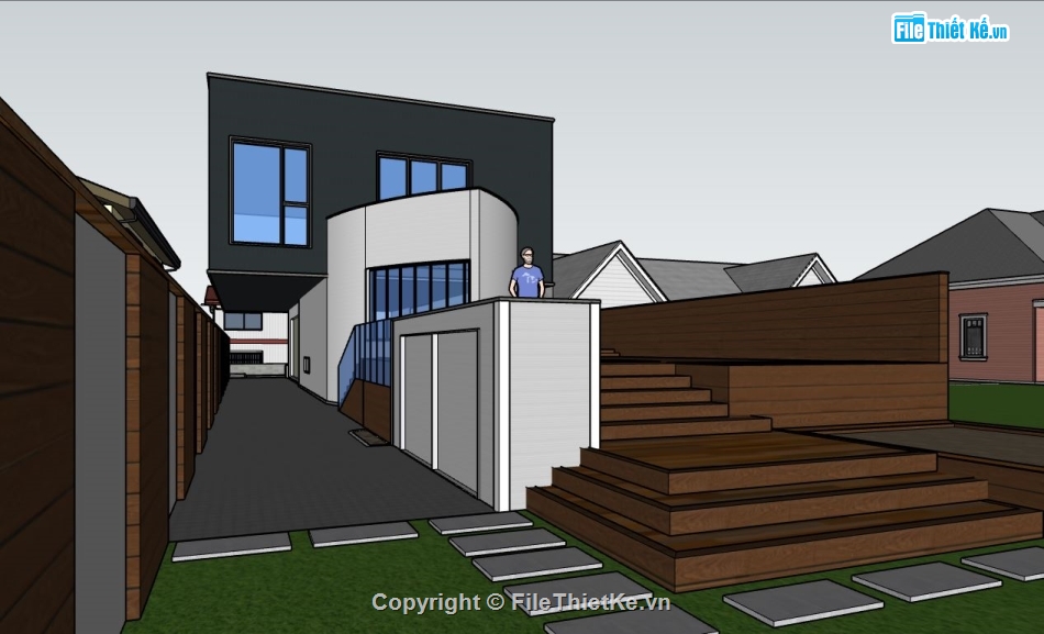 mẫu biệt thự sketchup,biệt thự sketchup,Model sketchup biệt thự,biệt thự phố hiện đại,biệt thự phố 9x27m