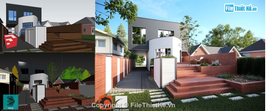 mẫu biệt thự sketchup,biệt thự sketchup,Model sketchup biệt thự,biệt thự phố hiện đại,biệt thự phố 9x27m