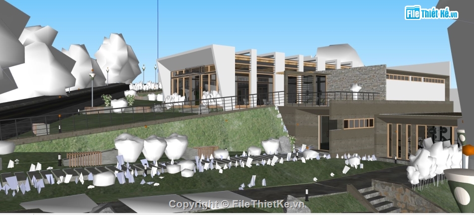 mẫu biệt thự sketchup,sketchup biệt thự,Model sketchup biệt thự,mẫu biệt thự  20x23m