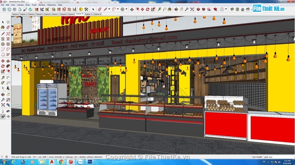 Model quán,Sketchup hàng tiệm bánh,su cửa hàng,su tiệm bánh,Sketchup tiệm bánh Bakery