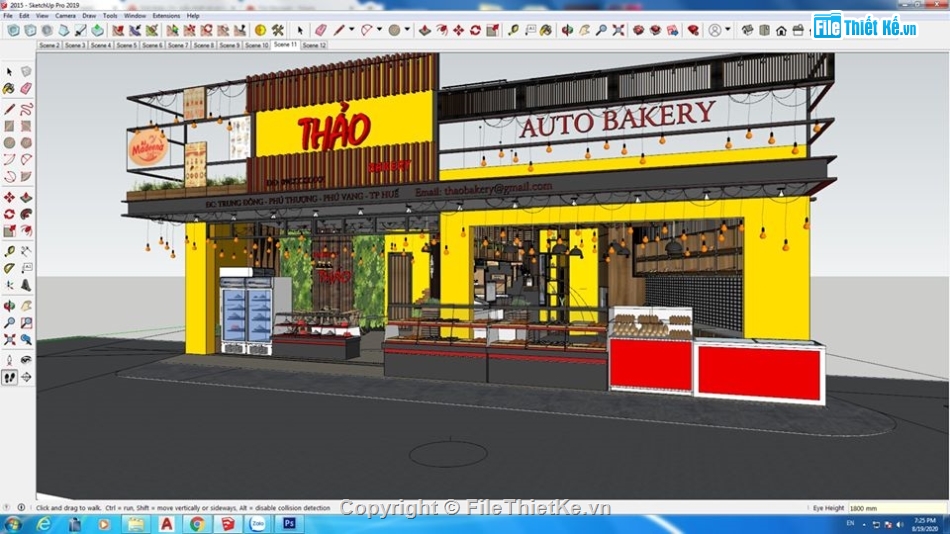 Model quán,Sketchup hàng tiệm bánh,su cửa hàng,su tiệm bánh,Sketchup tiệm bánh Bakery