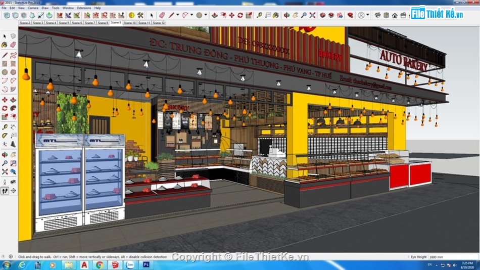 Model quán,Sketchup hàng tiệm bánh,su cửa hàng,su tiệm bánh,Sketchup tiệm bánh Bakery