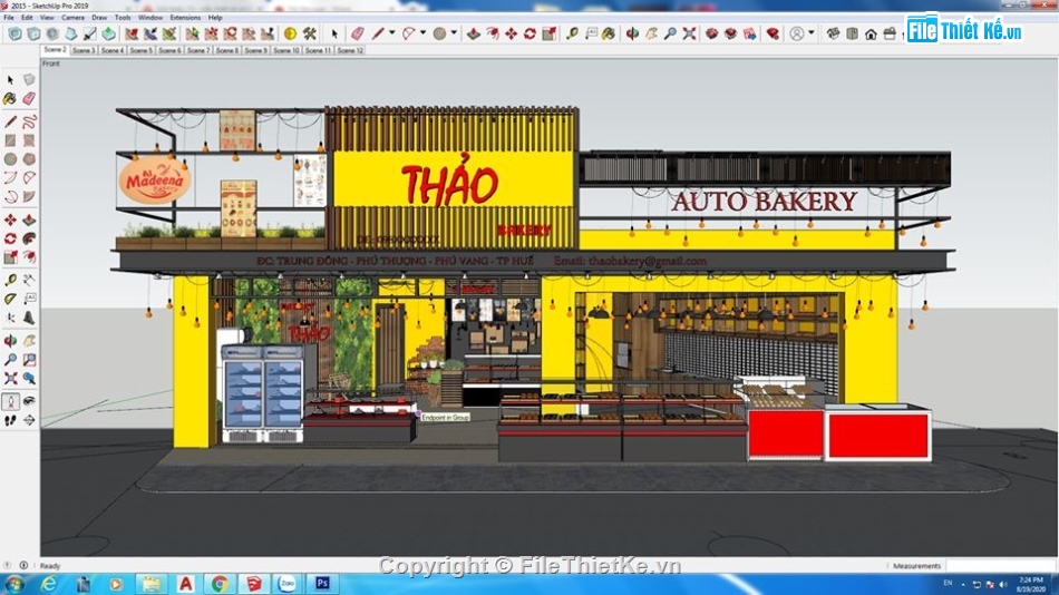 Model quán,Sketchup hàng tiệm bánh,su cửa hàng,su tiệm bánh,Sketchup tiệm bánh Bakery