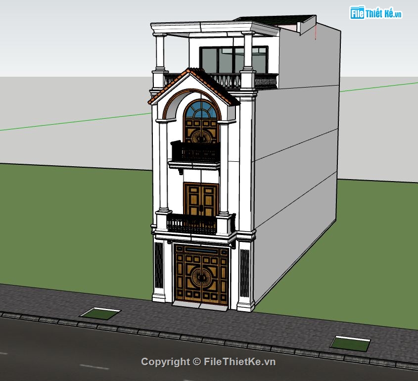 mẫu nhà phố 3 tầng,sketchup nhà phố 3 tầng,model su nhà phố 3tầng