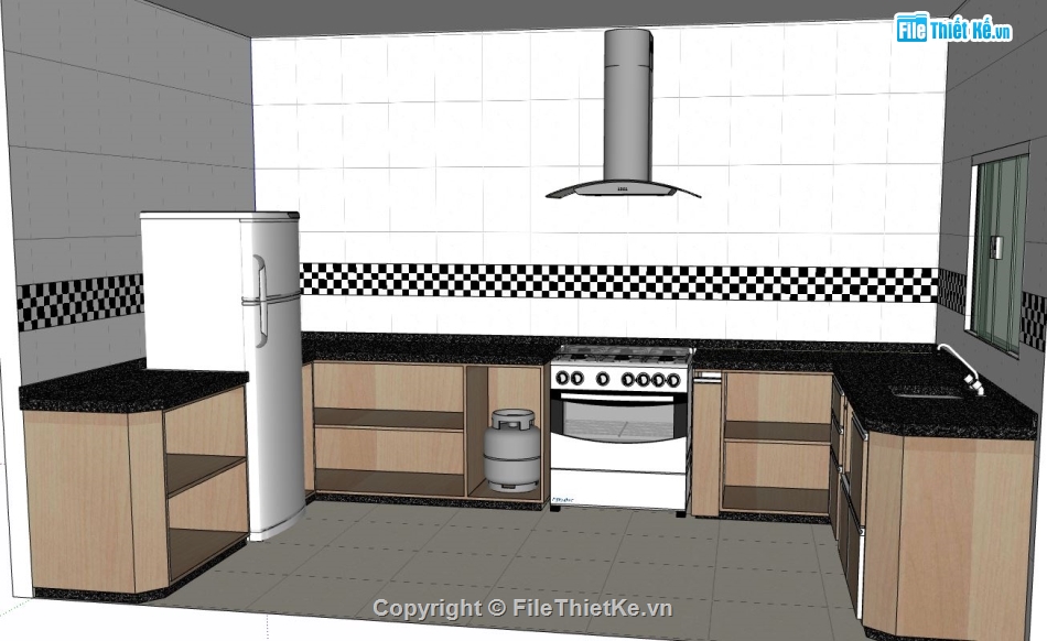 sketchup nội thất phòng bếp,nội thất phòng bếp,sketchup nội thất,phòng bếp
