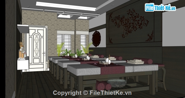 Sketchup mẫu nội thất,Model nội thất,Sketchup nội thất Spa,Sketch Up nội thất