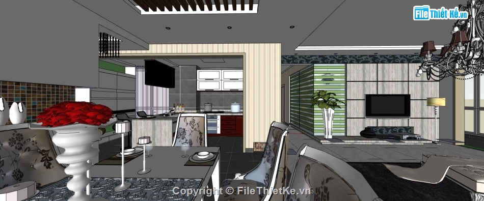 sketchup phòng khách,mẫu phòng khách,Model sketchup phòng khách,mẫu sketchup phòng khách